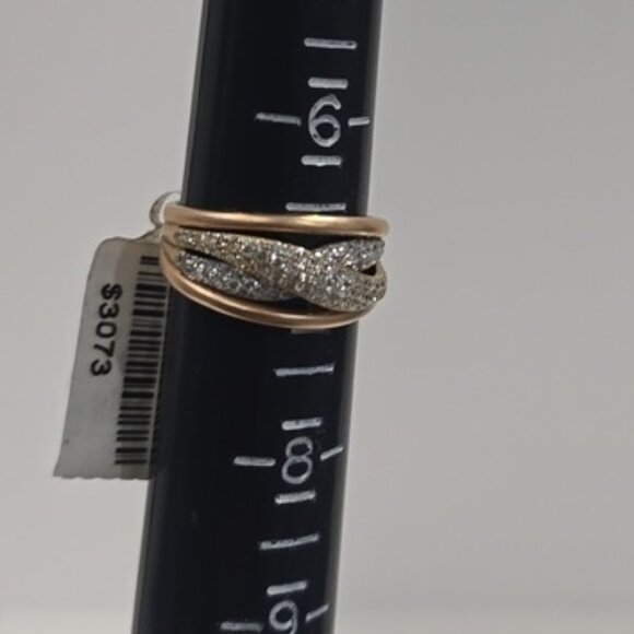 NWT ✅18K YG Diamond Ring Set in Pavé brilliant-cut diamonds, .91ctw SZ 7 ⭐ NEW